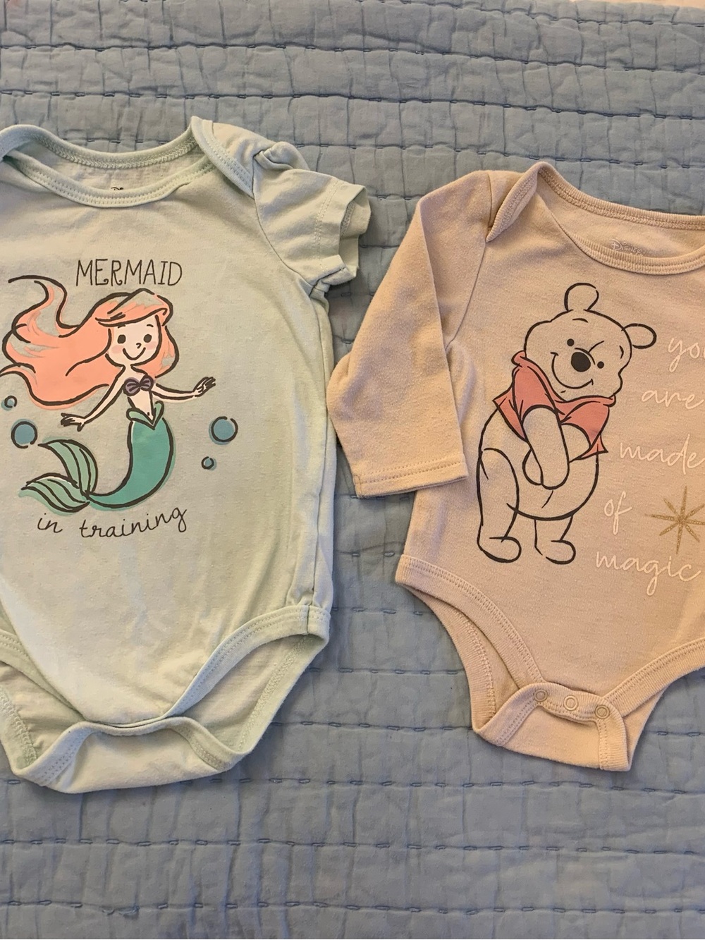 LOT OF 2 Disney Onesies The Little Mermaid & Pooh